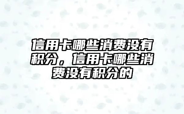 信用卡哪些消費沒有積分，信用卡哪些消費沒有積分的