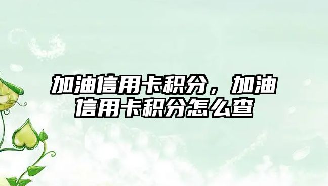 加油信用卡積分，加油信用卡積分怎么查