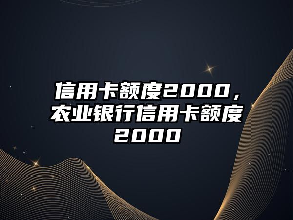 信用卡額度2000，農業銀行信用卡額度2000