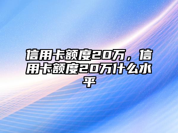 信用卡額度20萬，信用卡額度20萬什么水平