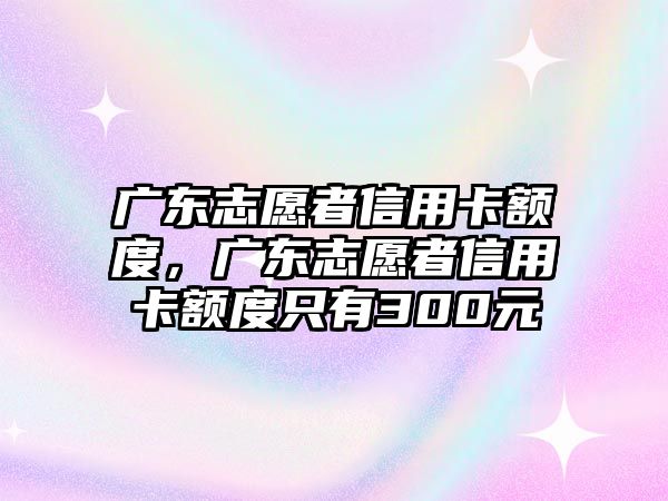 廣東志愿者信用卡額度，廣東志愿者信用卡額度只有300元