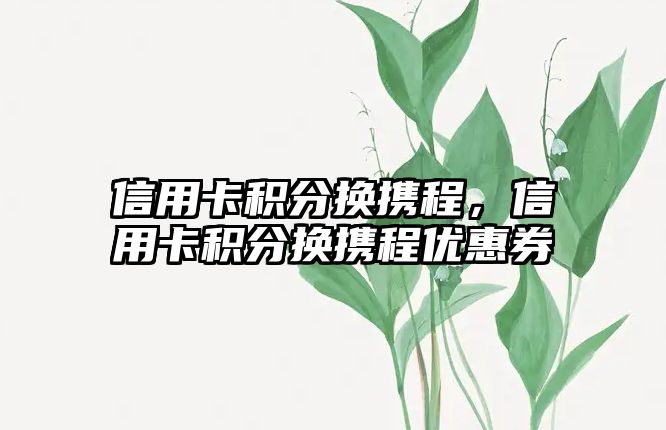 信用卡積分換攜程，信用卡積分換攜程優惠券