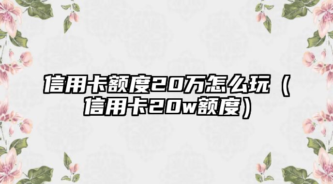 信用卡額度20萬怎么玩（信用卡20w額度）