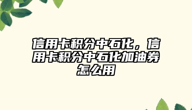 信用卡積分中石化，信用卡積分中石化加油券怎么用