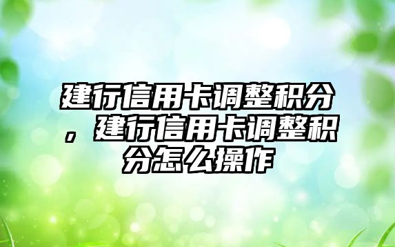 建行信用卡調(diào)整積分，建行信用卡調(diào)整積分怎么操作