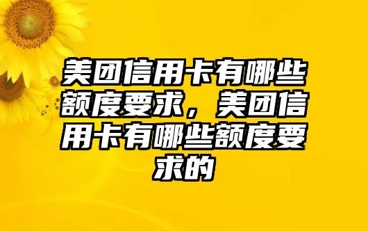 美團信用卡有哪些額度要求，美團信用卡有哪些額度要求的