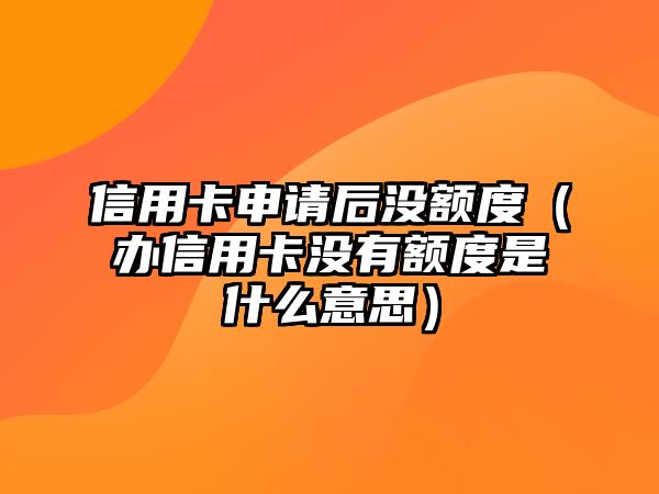 信用卡申請后沒額度（辦信用卡沒有額度是什么意思）