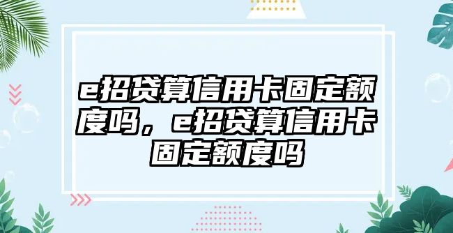 e招貸算信用卡固定額度嗎，e招貸算信用卡固定額度嗎