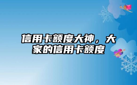 信用卡額度大神，大家的信用卡額度