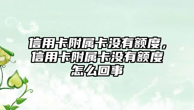 信用卡附屬卡沒有額度，信用卡附屬卡沒有額度怎么回事