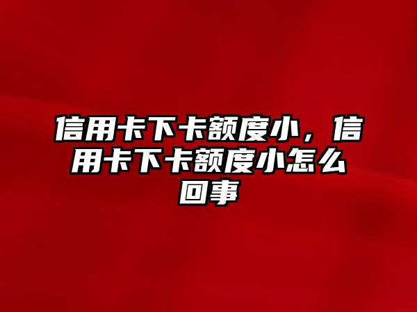 信用卡下卡額度小，信用卡下卡額度小怎么回事