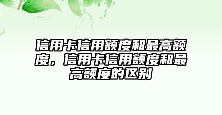 信用卡信用額度和最高額度，信用卡信用額度和最高額度的區(qū)別