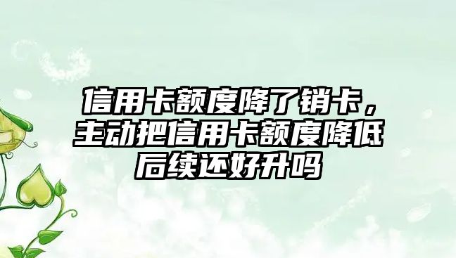 信用卡額度降了銷卡，主動把信用卡額度降低后續還好升嗎