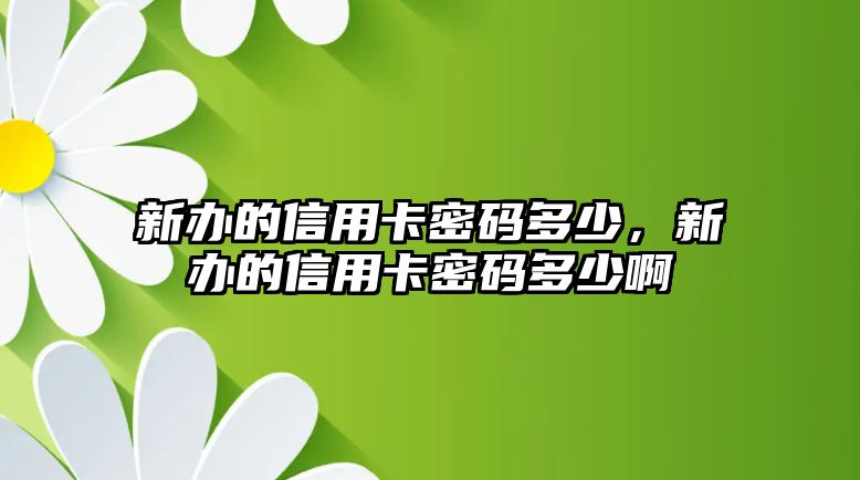 新辦的信用卡密碼多少，新辦的信用卡密碼多少啊